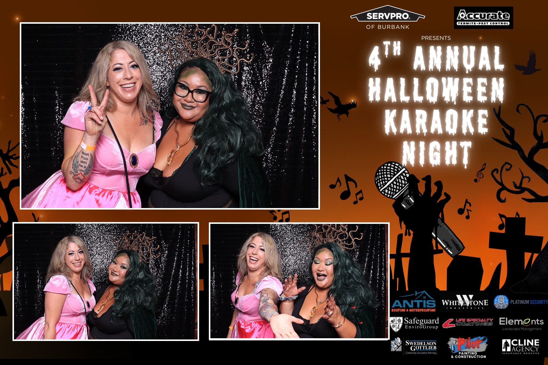 4th Annual Halloween Karaoke Night photo booth Servpro of Burbank
